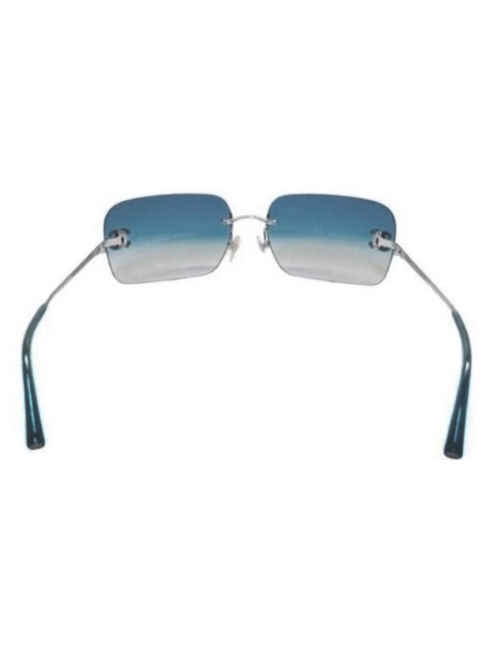 Chanel Vintage Sunglasses Rhinestone Crystal CC Logo Rimless Gradient Blue - Picture 5 of 10